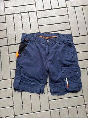 Timberland Navy Cargo Work Shorts with Orange Accents